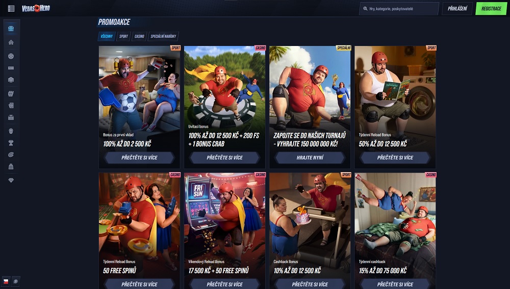 Vista previa de bonificaciones y promociones en el casino online y la casa de apuestas VegasHero