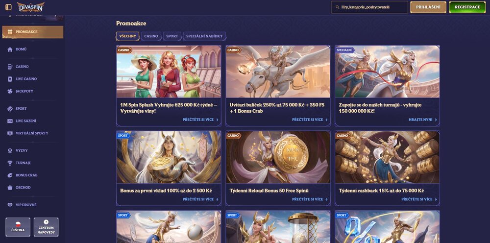 oferta de bonificaciones en el casino DivaSpin