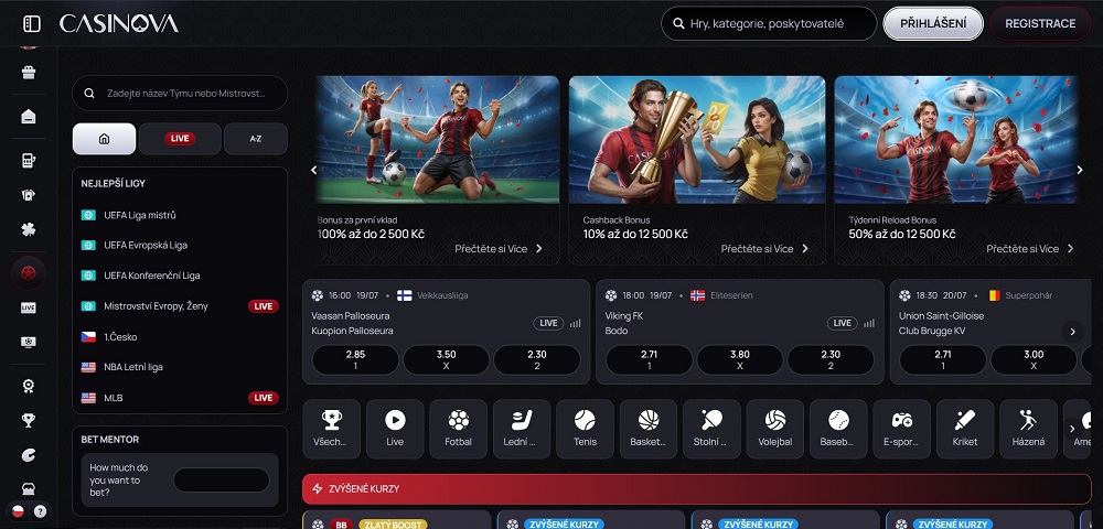 página de inicio de Casinova