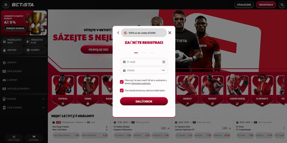 vista previa de registro de Betista