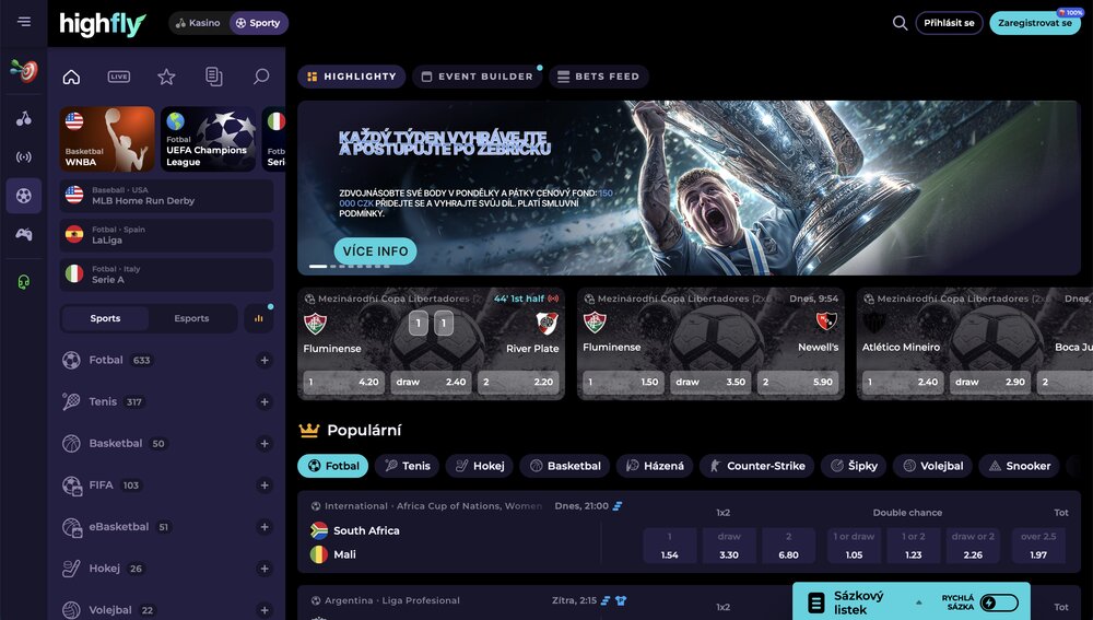 Página de inicio de la casa de apuestas HighFlyBet