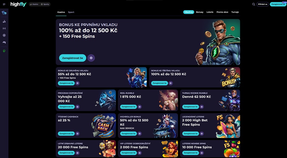 Vista previa de bonificaciones y promociones con giros gratis en el casino online HighFlyBet