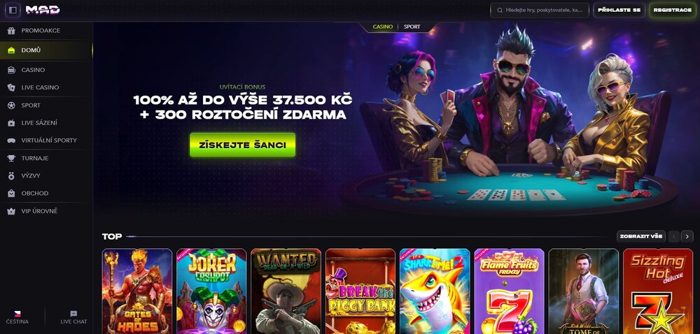 página principal de MadCasino