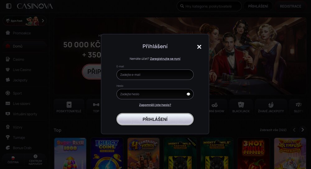 Inicio de sesión en Casinova