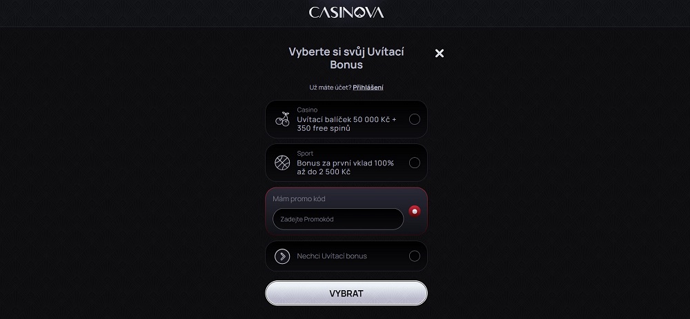 Vista previa del campo de registro con el campo para código promocional