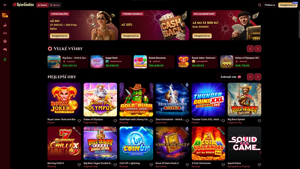 Vista previa de las bonificaciones y los mejores juegos en el casino online SpinoGambino