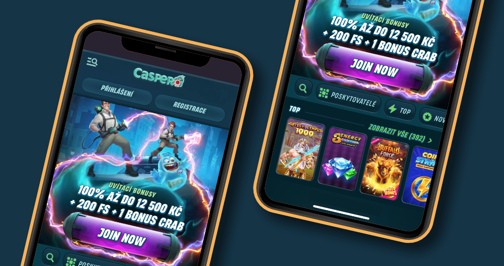 Vista de la interfaz responsiva del sitio del casino online Caspero