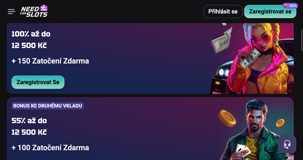 Vista de los bonos y promociones con giros gratis en el casino online NeedforSlots
