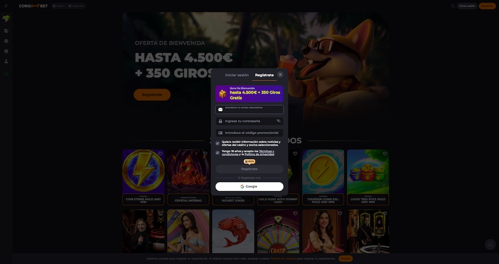 Código promocional de Corgibet