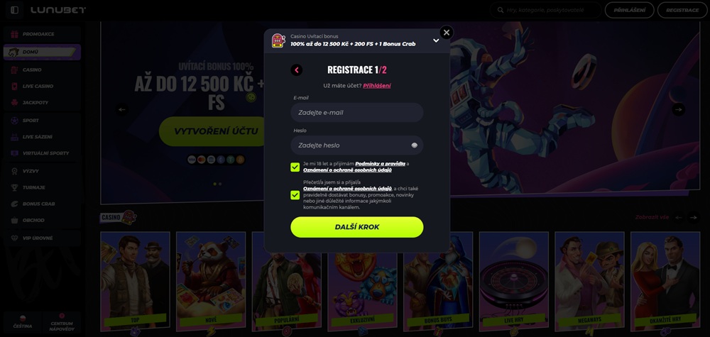  Registro en LunuBet