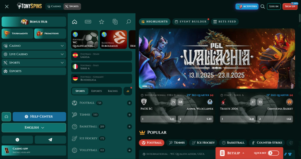 Casa de apuestas Tonyspins