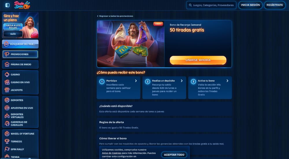 Giros gratis de DudeSpin