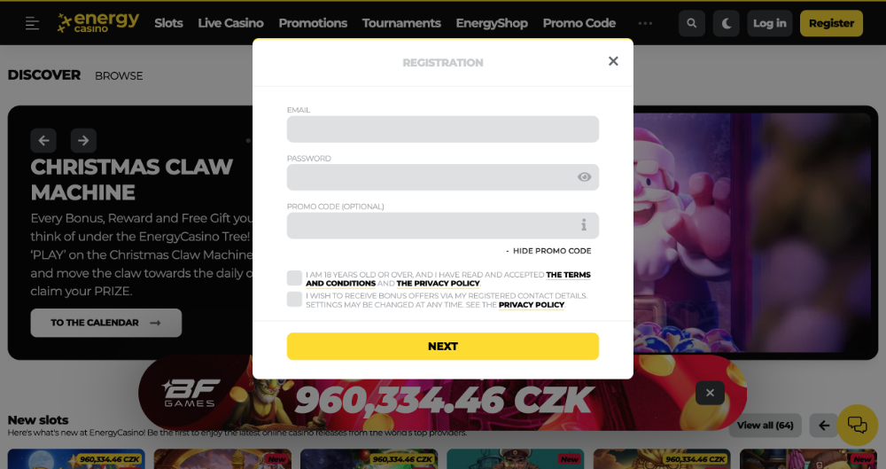 Código promocional en Energy Casino