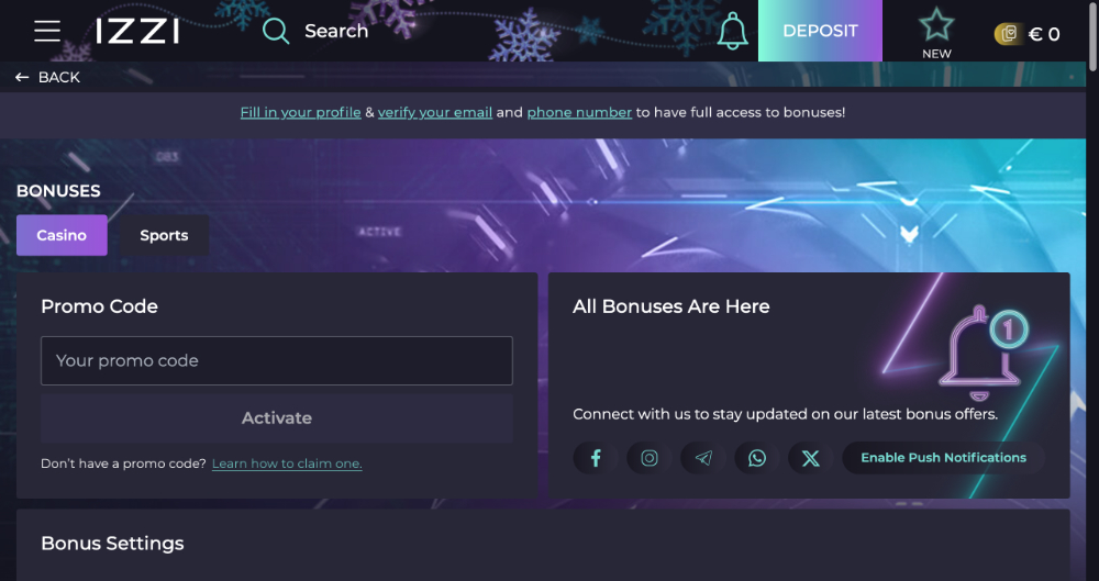 Código promocional de Izzi casino 