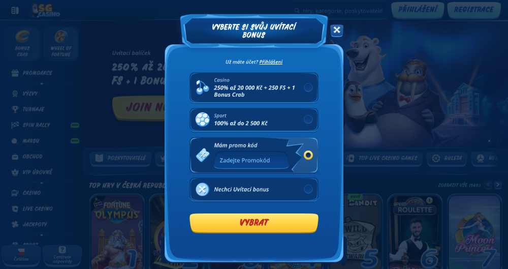Código promocional de SGcasino