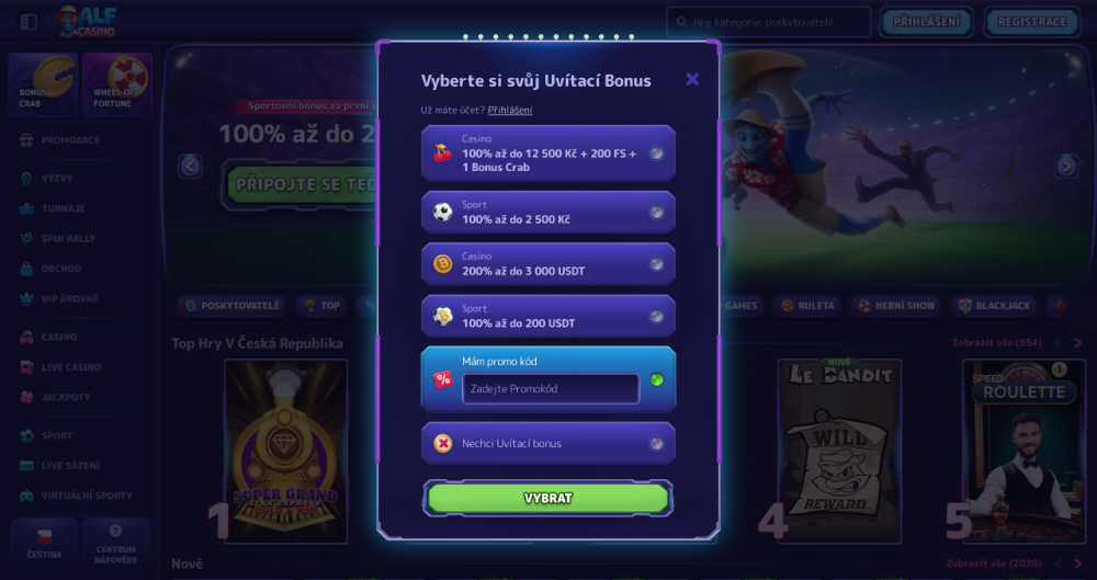 AlfCasino código promocional introductorio